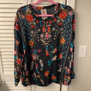 Johnny Was Ellamo Floral Print Boxy Top - Size Large